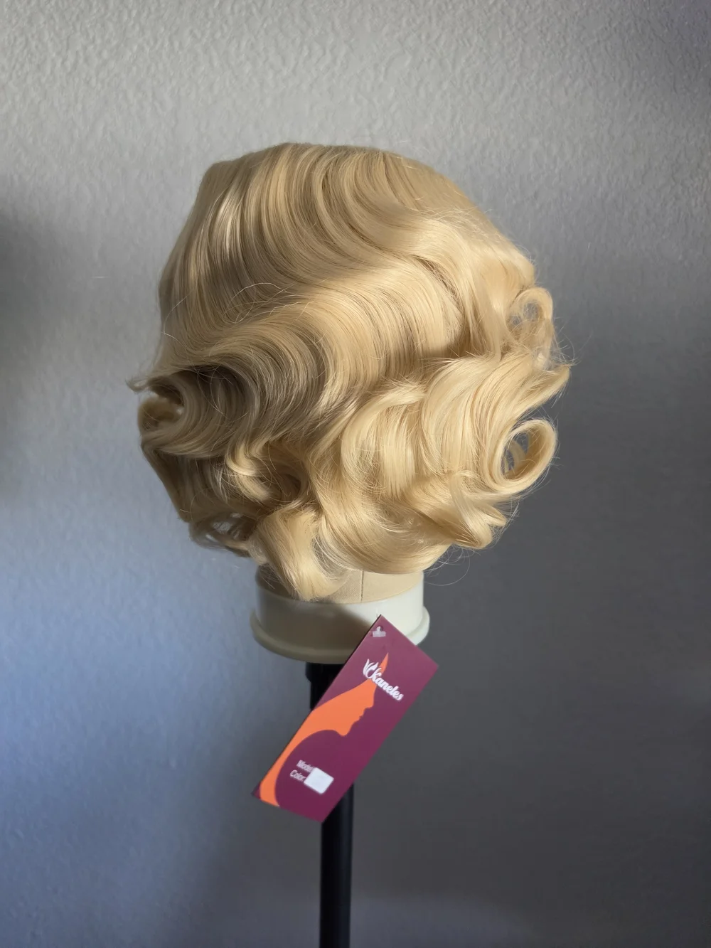 Short Blonde Curly Wig Finger Wave Synthetic Hair for Women 1920s Halloween Cosp